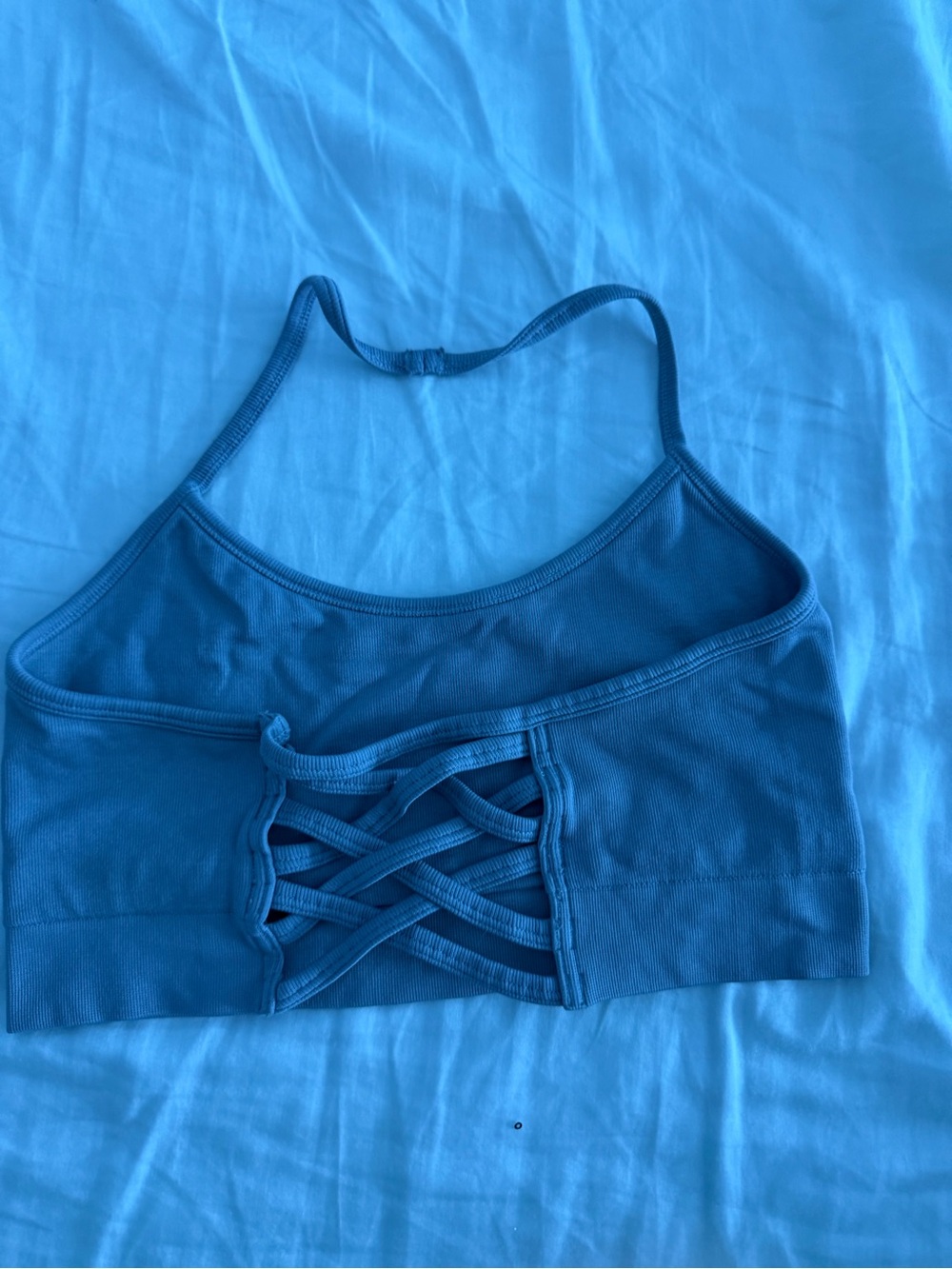 Blue Strappy Back Cropped Tank Top - Women